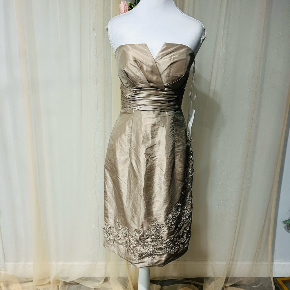 Social Occasions by Mon Cheri Strapless Champagne Cocktail Dress | Size 6 | NWT